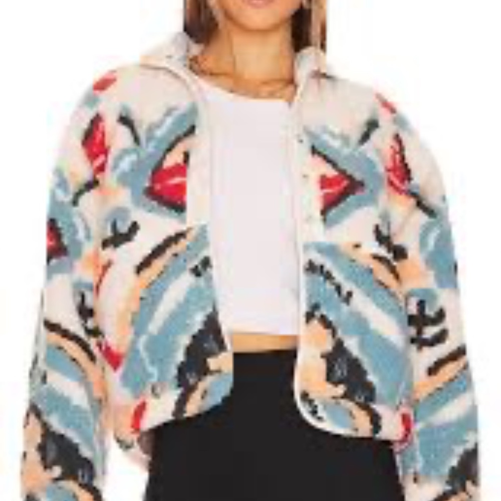 Free People Hit the Slopes Fleece Jacket in Multi Combo XS - Picture 3 of 10